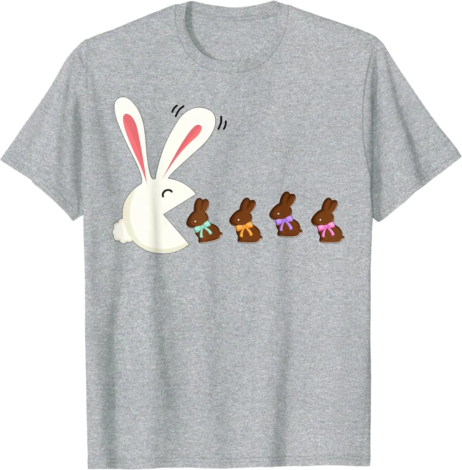 2024 New Fun Easter Bunny Eating Chocolate Lovers Casual Comfort T-shirt