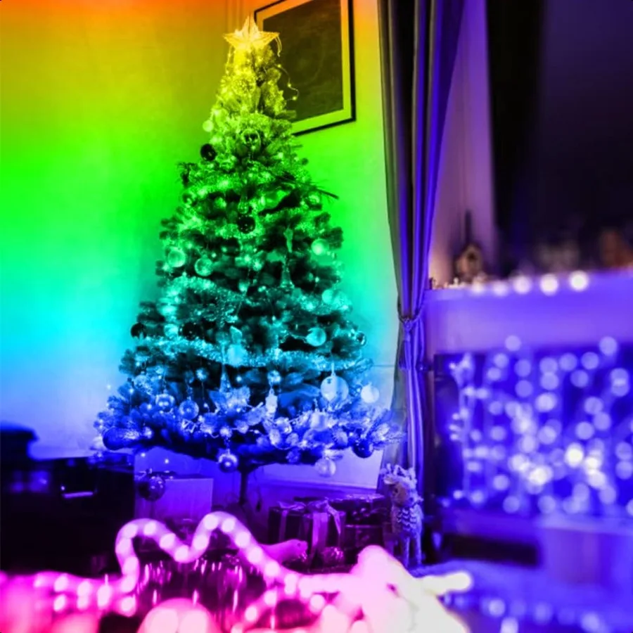 Bande lumineuse LED alimentée par batterie 25 pieds bande lumineuse LED à piles couleur changeante synchronisation de la musique App télécommande RGB USB LED