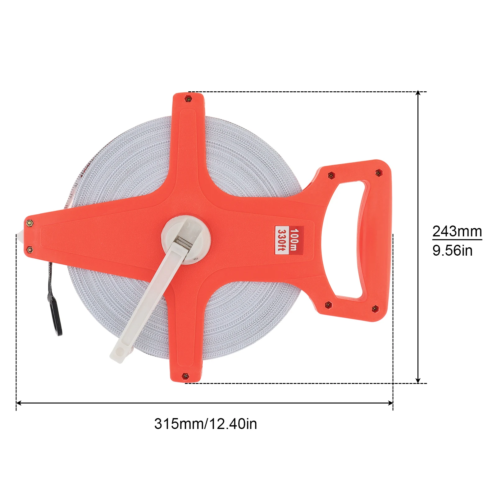 Inch/Metric Scale 30m 100ft/100m 330ft Open Reel Measuring Tape for Landscaping/Building,Impact Resistant Shell ABS Tape Measure