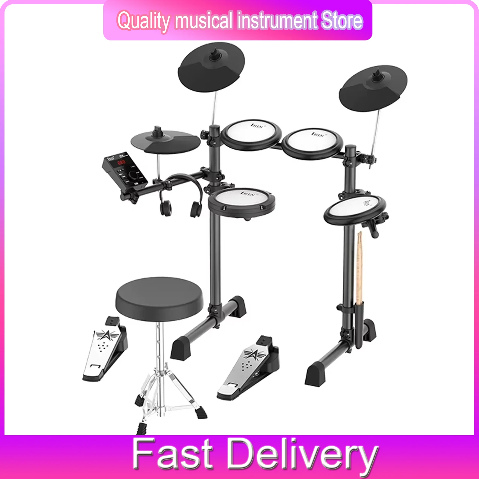 Electric Drum Set Convenient 300 Sounds 5 Drum 3 Cymbal Silicone With BT And USB MIDI Connection Percussion Music Instrument