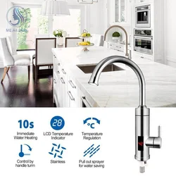 110/220V Instant Water Heating Faucet Kitchen Sink Hot Water Faucet Heater Tap Bathroom Electric Water Heater with Temp Display