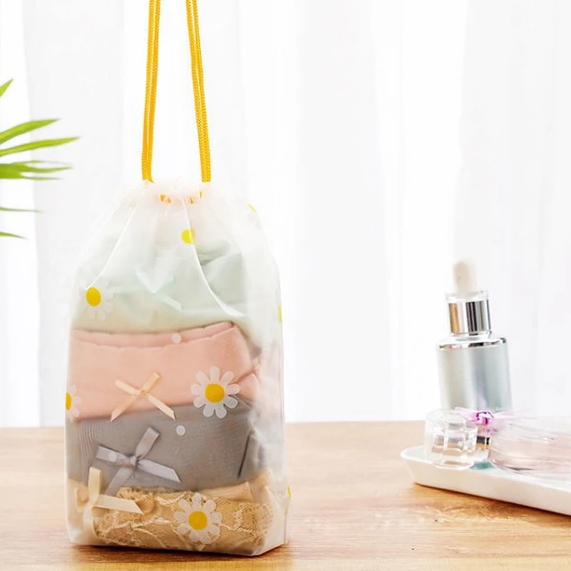 1pc Portable Storage Bag Clear Drawstring Storage Bag Clothes Underwear Shoes Organizer Pouch Toiletries Cosmetic Organizer Bag