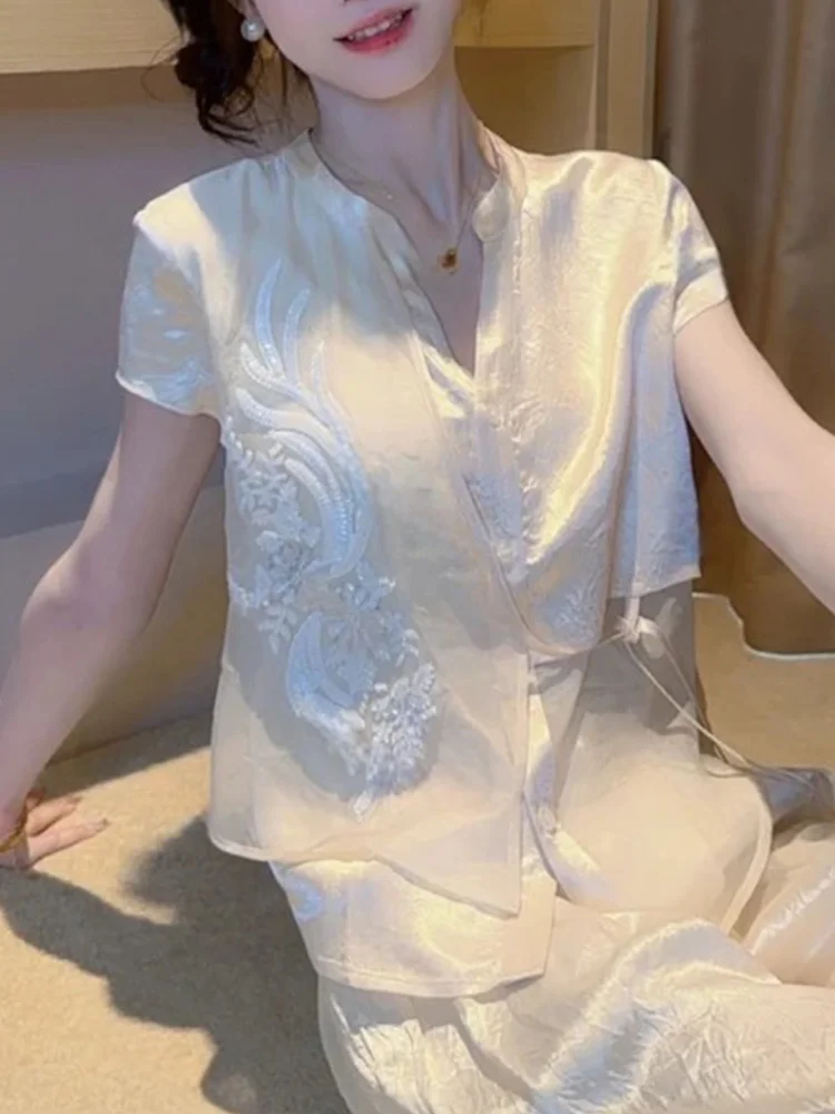 

Женская футболка с V-образным вырезом и принтом, с коротким рукавом, летняя, новый стиль, повседневная, свободного кроя, охлаждающая, модный топ