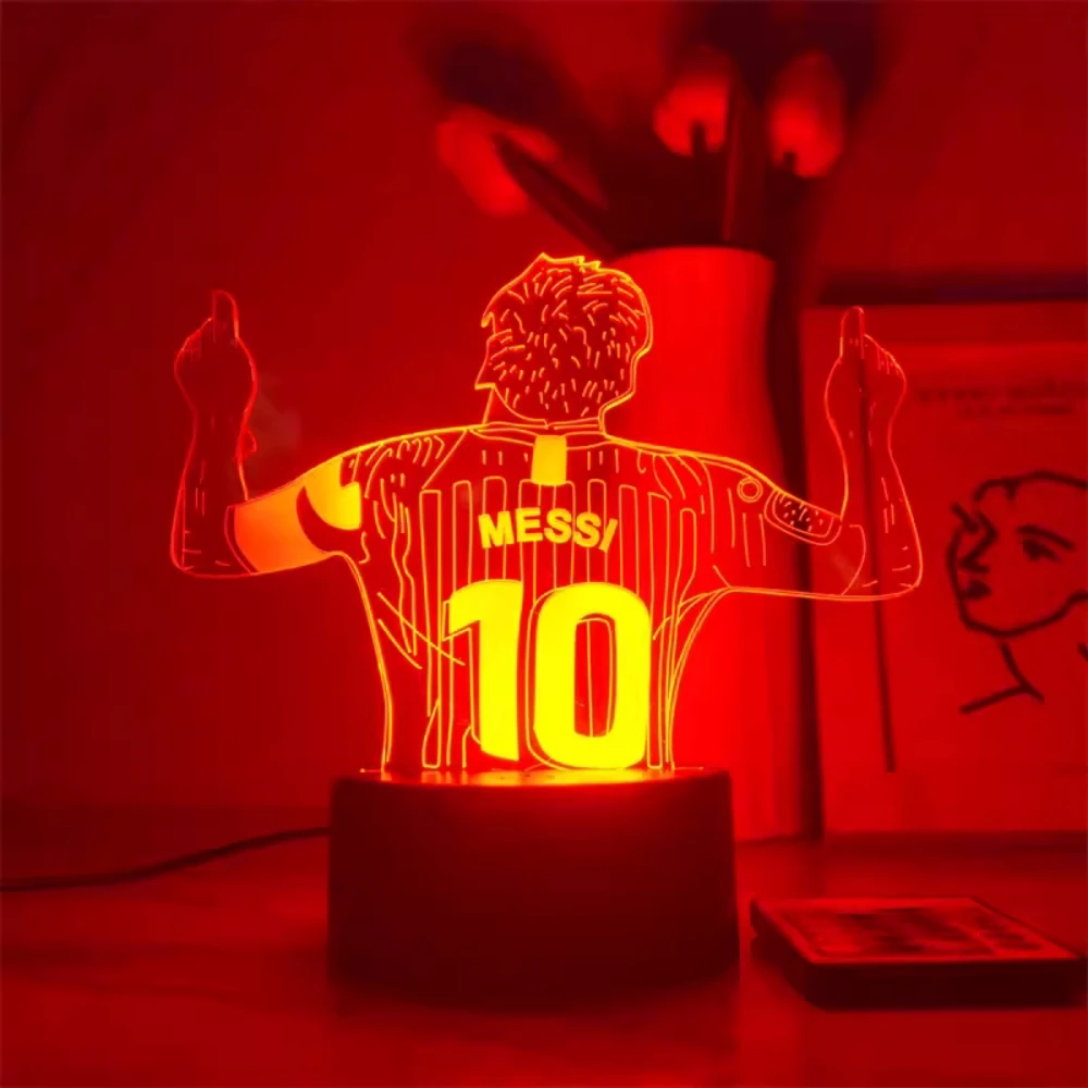 Football Star 3D Night Light Illusion Nightlight for Children Gifts Bedroom Atmosphere Decor Room Desk Lamp 7/16 Colors Change