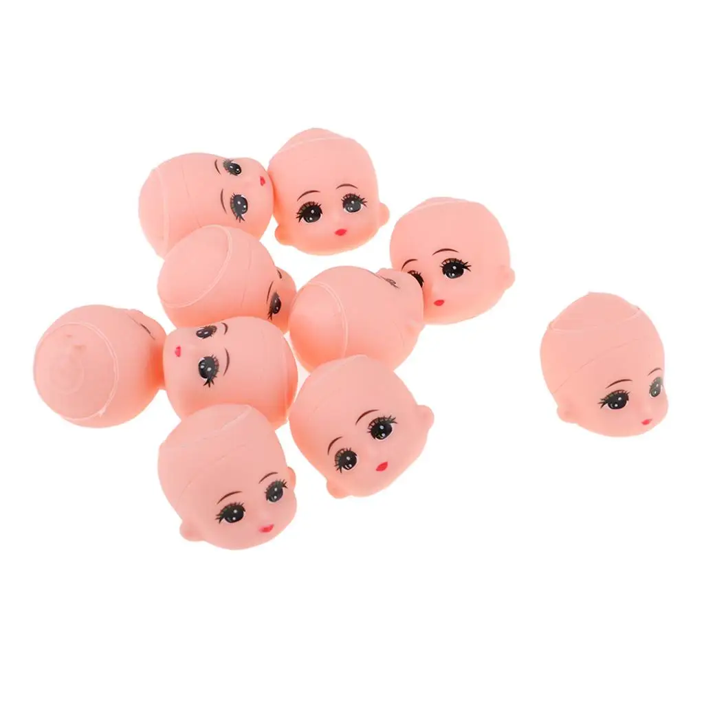 10 Uds cabeza de ojos grandes cabeza calva esculpida para Mini llavero muñeca personalizada