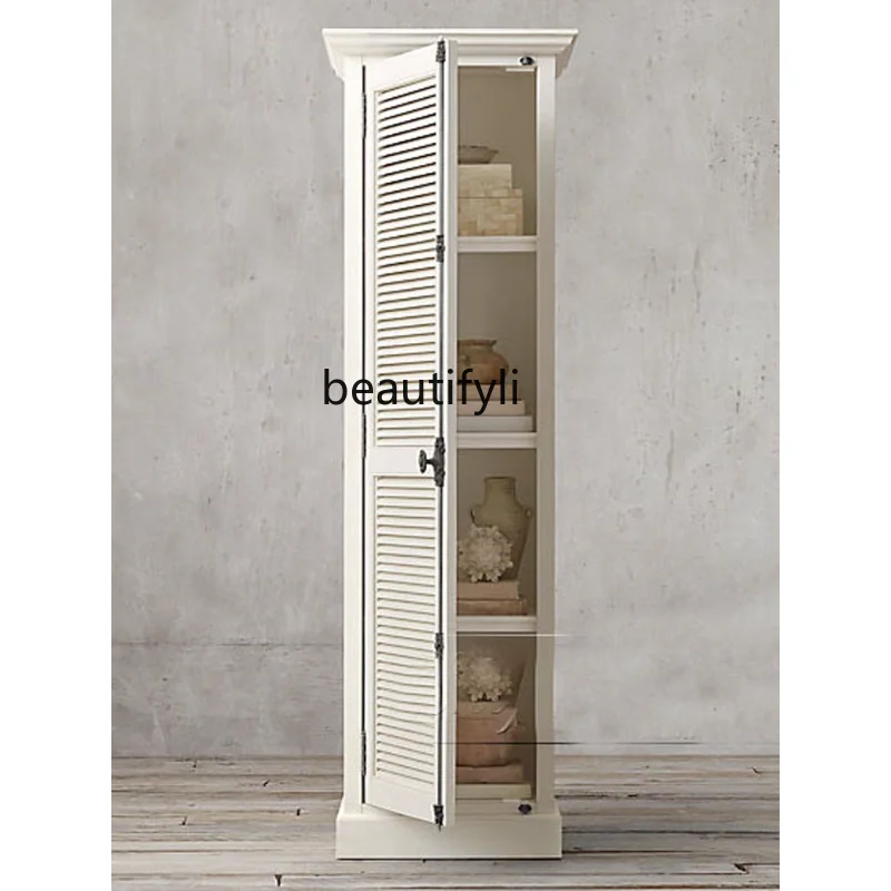 Hot Selling Product Bookcase  White Vintage Solid Wood Furniture Lock Oak Sideboard Cabinet Single Door Shutter Door Wardrobe