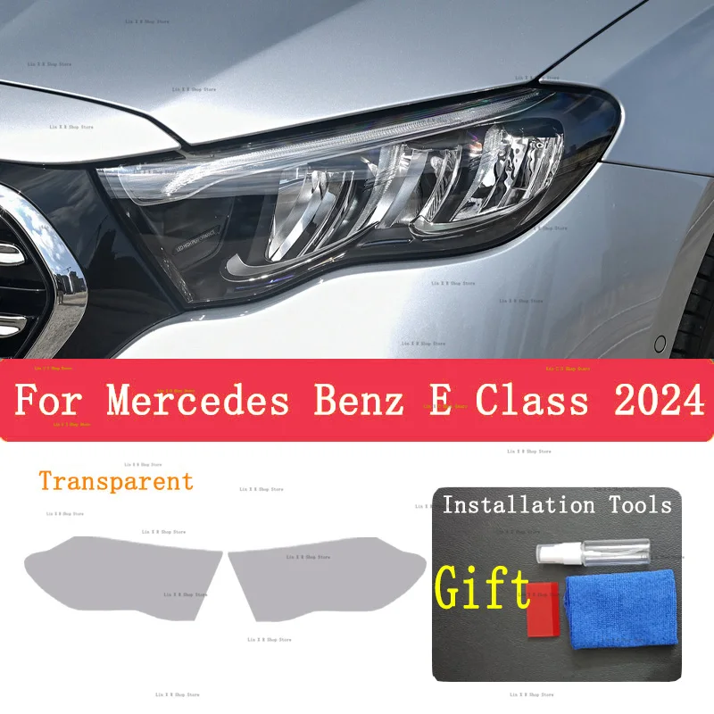 

For Mercedes Benz E Class 2024 Car Exterior Headlights Anti-Scratch Protective Film Headlamps Repair Sticker Accessories Refit