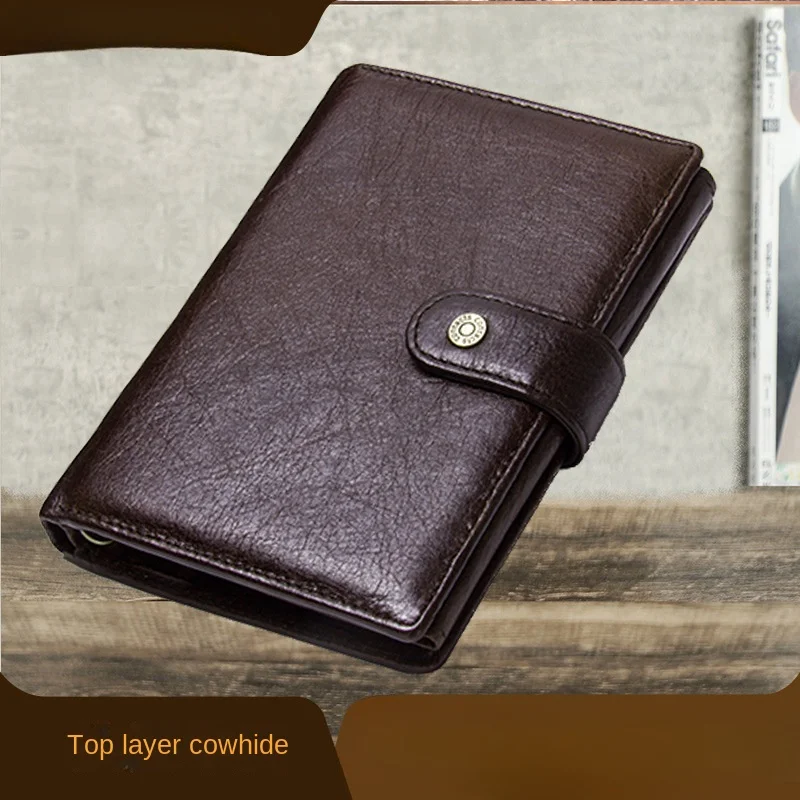 Leather credit card holder Small smart wallet Men's fashion multi-function credit card Passport bag buckle document clip