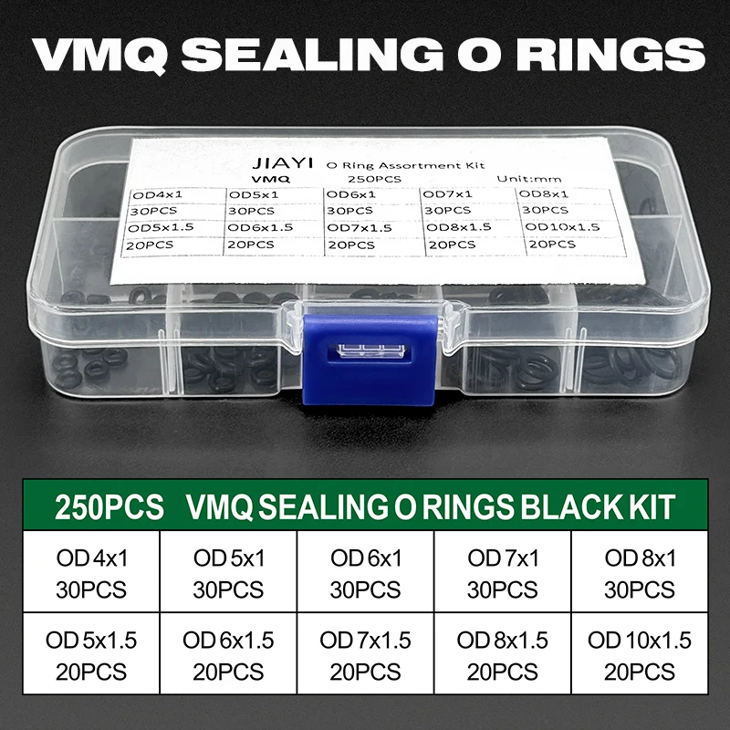 O-Rings Assortment Kit NBR Vitons EPDM VMQ Rubber Waterproof Oil-resistant Sealing O Ring Assorted Size for Faucet Valve Machine