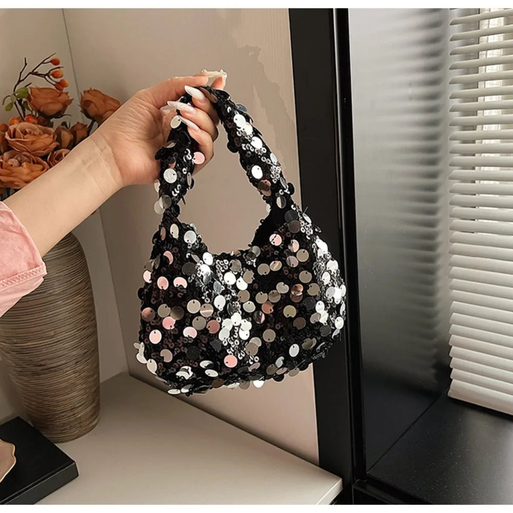 Small Fashion Glitter Pleated Bag New Delicate Tote Bag Handheld Banquet Bag