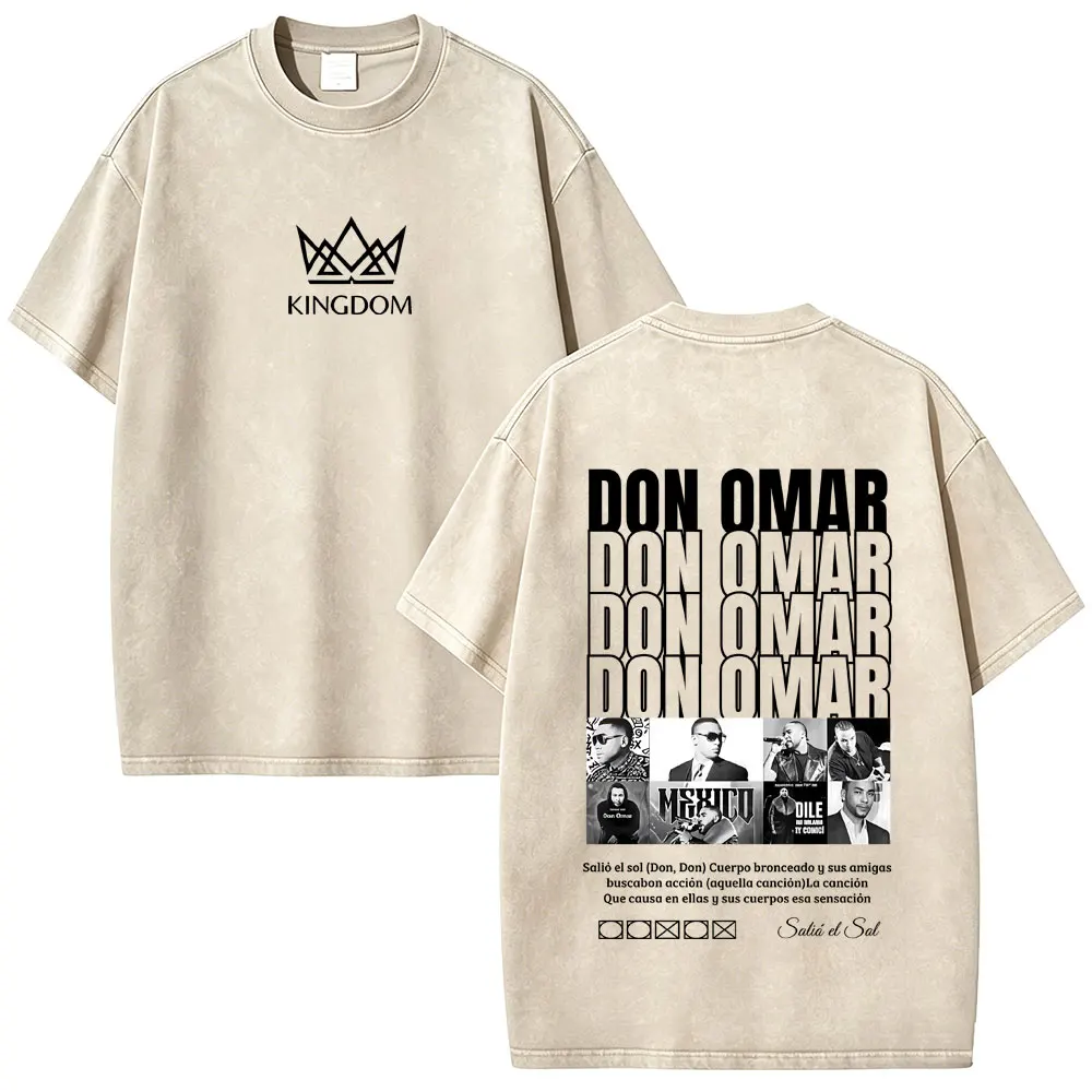 

Reggaeton Legend Don Omar Vintage Acid Washed T-shirts Men Women Retro Gothic Rock T Shirts Men's Casual Oversized Streetwear