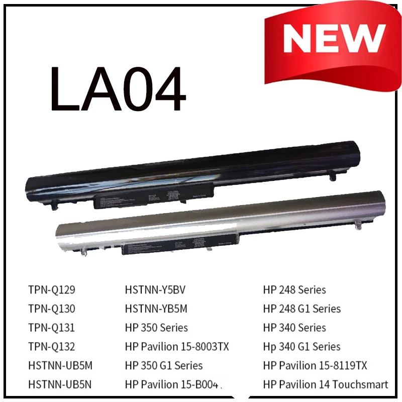 Batería de Repuesto de Iones de Litio LA04 LA03 para Portátiles HP TPN-Q129 130 131 132 248 340 G1 HSTNN Y5BV YB5M Pavilion 15-B004TX Touchsmart