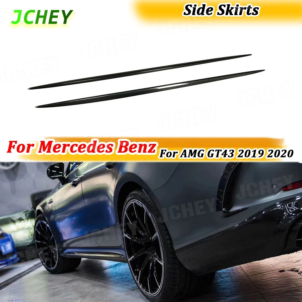 

JCHEY 2Pcs For Mercedes Benz For AMG GT43 GT50 GT53 2019 2020 Side Skirts Dry Carbon Fiber FRP Door Bumper Trim Cover Aprons