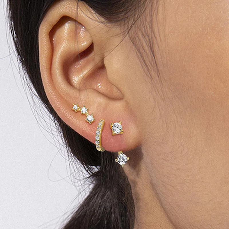 

2026 New Arrival 6-Piece Earring Set for Women – Diamond-Studded Earrings and Ear Cuffs, Trendy Fashion Accessories