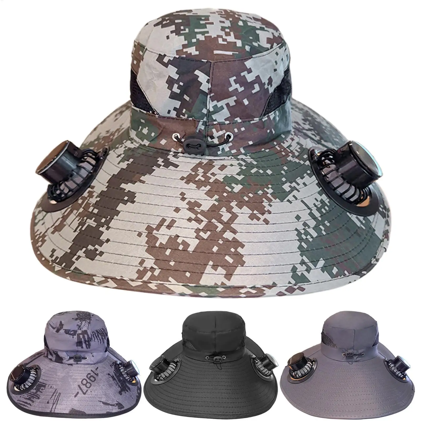 

1pcs Outdoor Camping Fishing Hiking Sunscreen Fisherman Hat Solar Fan Cap Portable Solar Charging Cap With Fan Suitable For Men