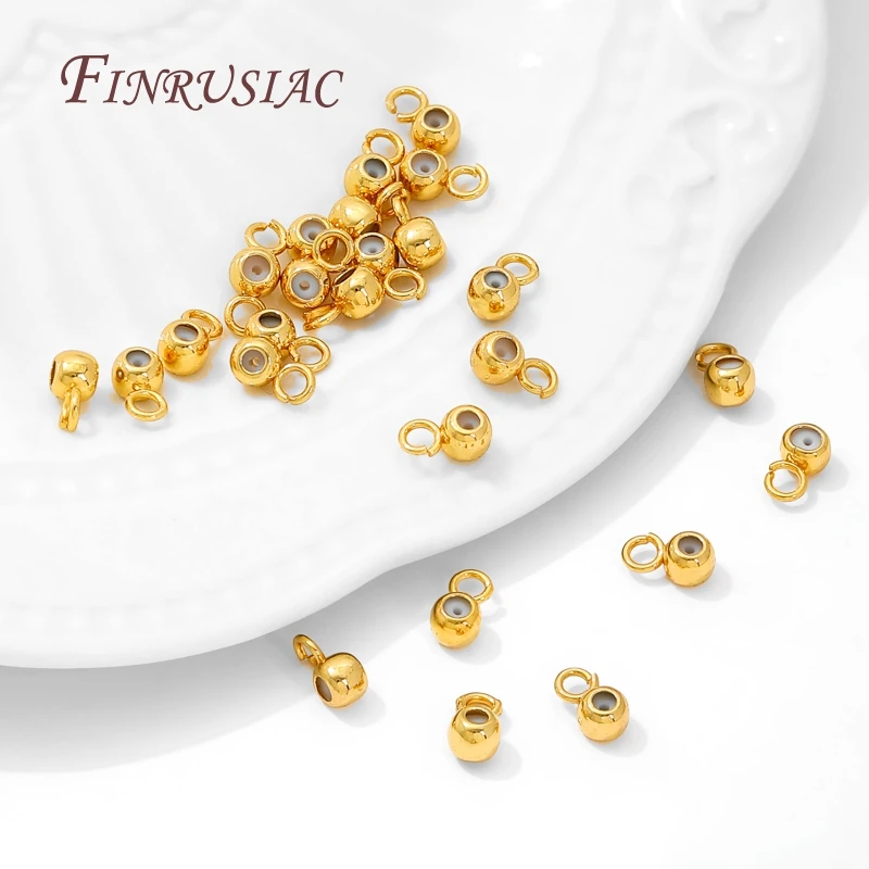 18K Gold Plated Silicone Round Beads with Ring,Silicone Stopper Bead,Positioning End Beads Accessories,Jewelry Making Supplies