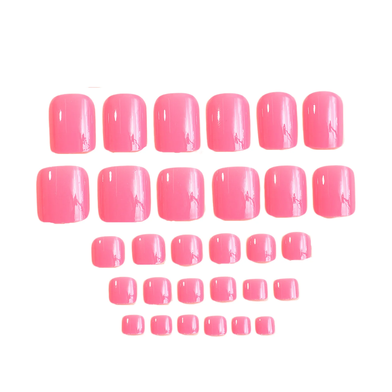 Solid Fluorescent Pink Fake Nail Toenails with Harmless and Smooth Edge Nails for Fingernail DIY Decoration