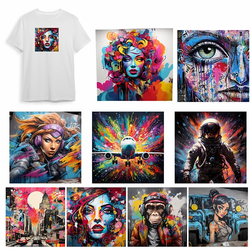 Oil Painting Graffiti Animal Ips Fashion Iron Patch Clothing T-shirt DIY Hoodie Jacket Sticker DTF Patch is Waterproof