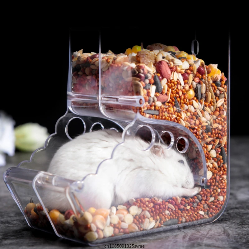 Pet Clear Acrylic Automatic Feeder Hamster Rabbit Food Dispenser Anti-turnover Food Dispenser Container Food Bowl Container