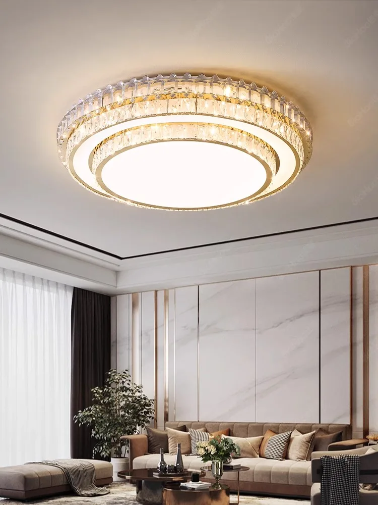 Ceiling Lamp Modern Luxury with Crystal Home Decoration Led White Ceiling Chandelier Round for Living Room Bedroom