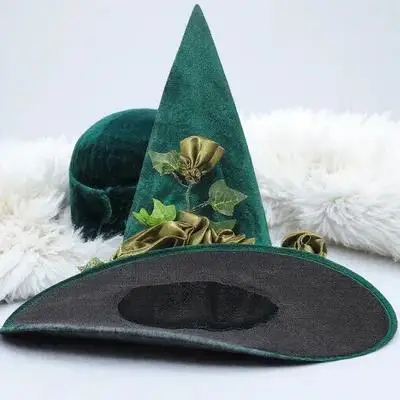 

Witch Hat Halloween Party Decorative Lightweight Flower Costume Cosplay Accessory Comfortable Reusable Wide Brim Party Prop