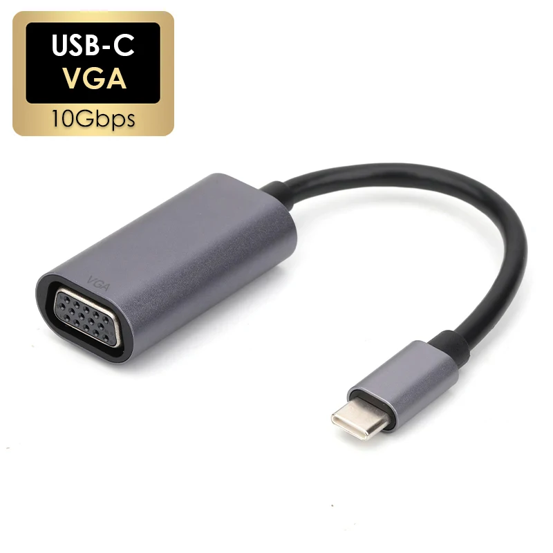 USB C to VGA for MacBook Air/Pro Video Cable Adapter 1080P 720P for iPad Pro Chromebook USB-C D-Sub 10Gbps Converter Adaptor