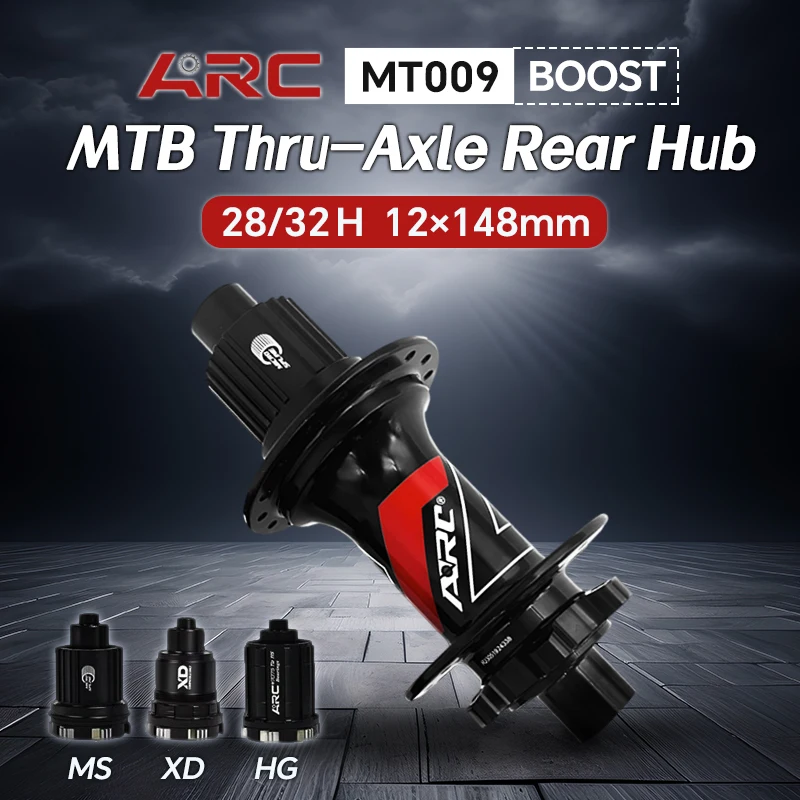 ARC MT009 Boost Bicycle Rear Hub 12X148mm 28 32 Hole Mtb Hub Disc Brake 6 Pawls 114 Noisy Cube for HG/MS/XD THRU Bike Parts