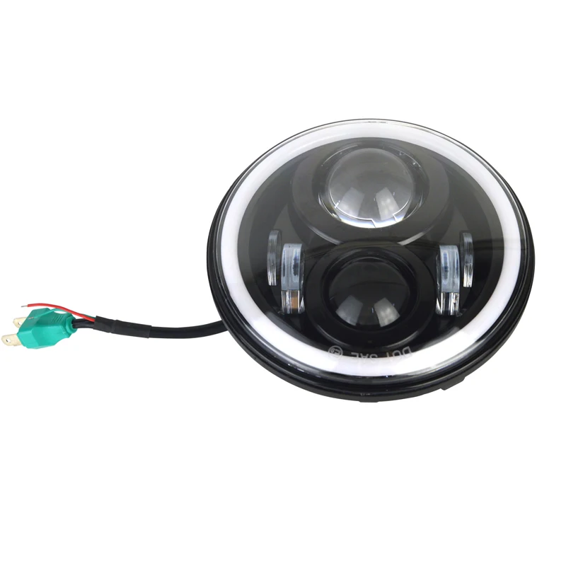 

7 inches LED Halo DRL Headlight High Low Beam with Ring for 07-17 Jeep Wrangler JK LANTSUN J223