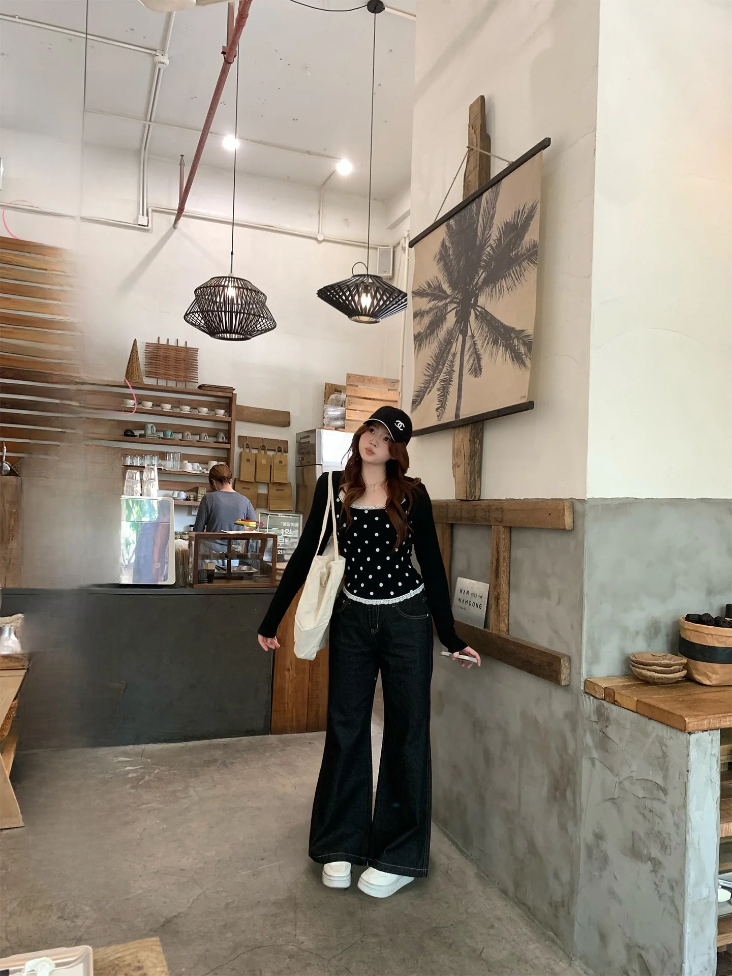 

High Waist Flared Jeans Retro Branfit Korean Sle plus Size Pure Color Casual Cotton Denim Spring Summer Slimming Versatile