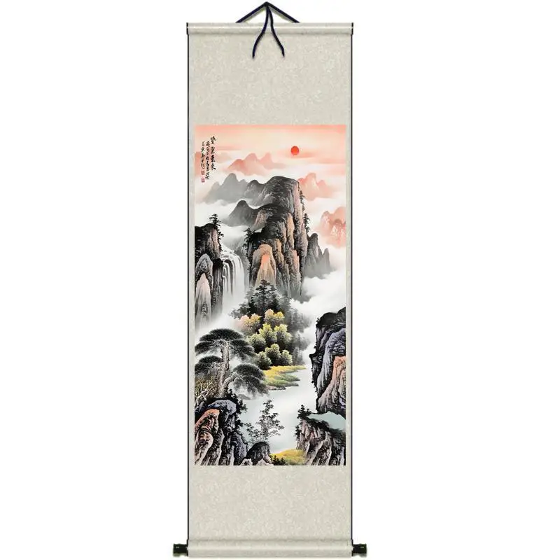 

Chinese Style Landscape Scroll Wall Paintings Vintage Room Decor Aesthetic Posters Home Office Decor Hanging Wall Art Painting