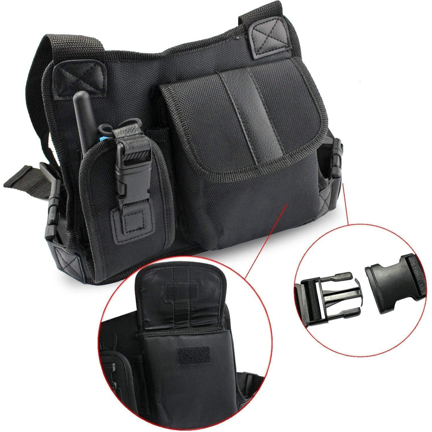 Universal Radio Harness Peito Rig Bag, Coldre Ombro Colete, Pacote de bolso, Rádio em dois sentidos, Polícia Contato Dispositivo Acessórios