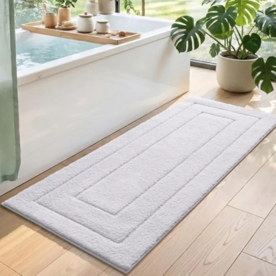 

Bathroom Rug 60x24, Non Slip Washable Bath Mat Runner for Shower Floor, Extra Long Absorbent Soft Bathmat with Rubber Backing,