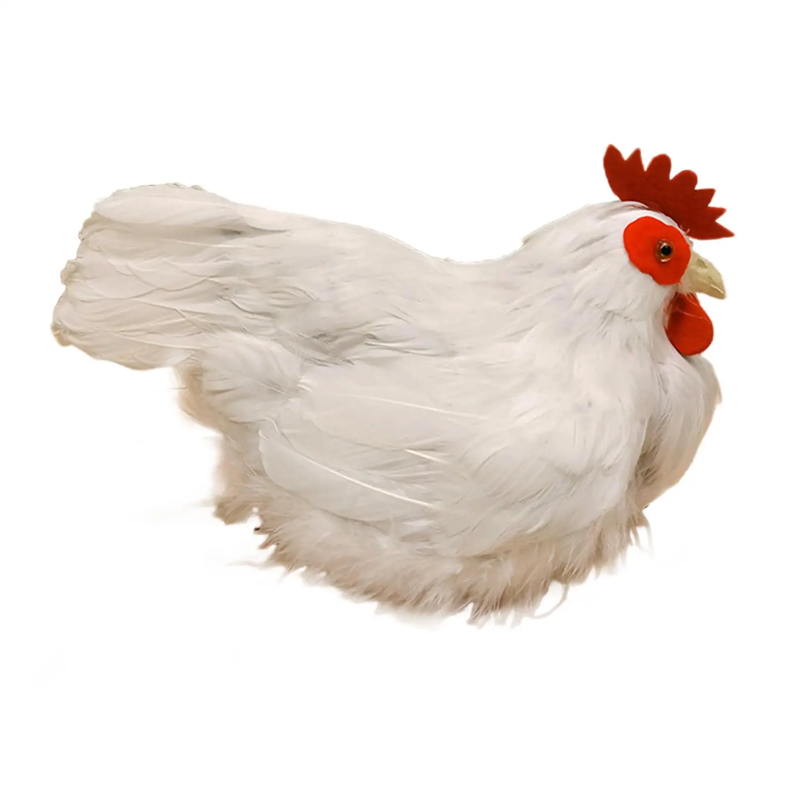 Realistic White Hen Model Feathered Simulated Chicken for Easter Patio Party