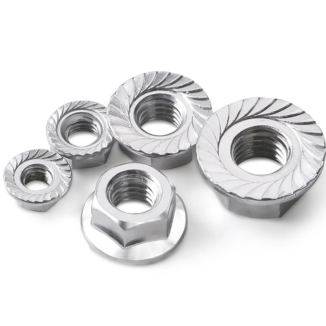 50PCS  Aluminum Alloy 6061 Flange Nut Connection Piece/Flange Hex Nut Accessory/Anti Slip Nut Flower Tooth Nut M5 M6 M8