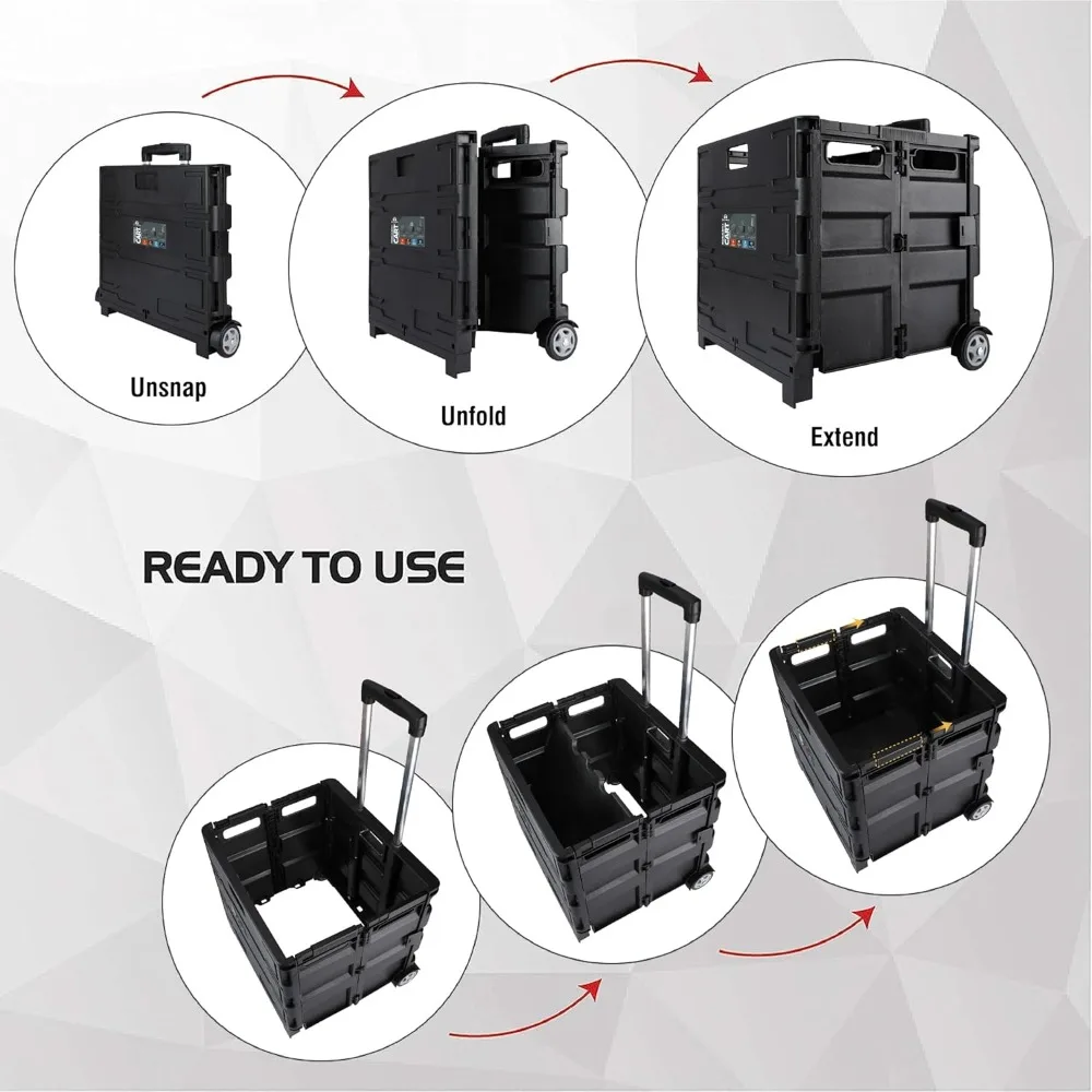 عربة أدوات محمولة قابلة للطي بمقبض تلسكوبي، 80 رطل. السعة، تخزين مدمج لموقع العمل والاستخدام المنزلي #5
