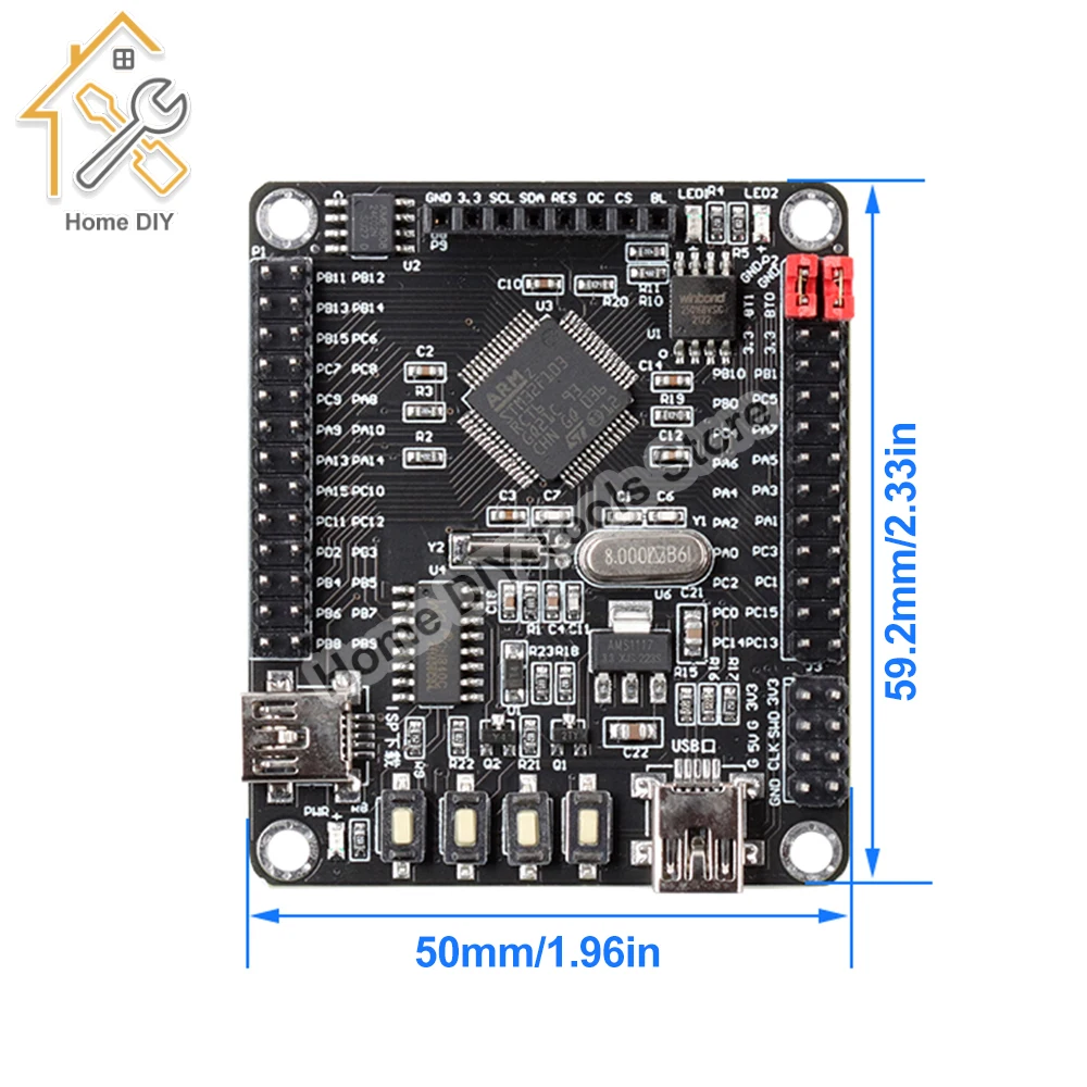 STM32F103RCT6 Development Board Small System Board STM32 Embedded Learning Board with LCD Screen Display
