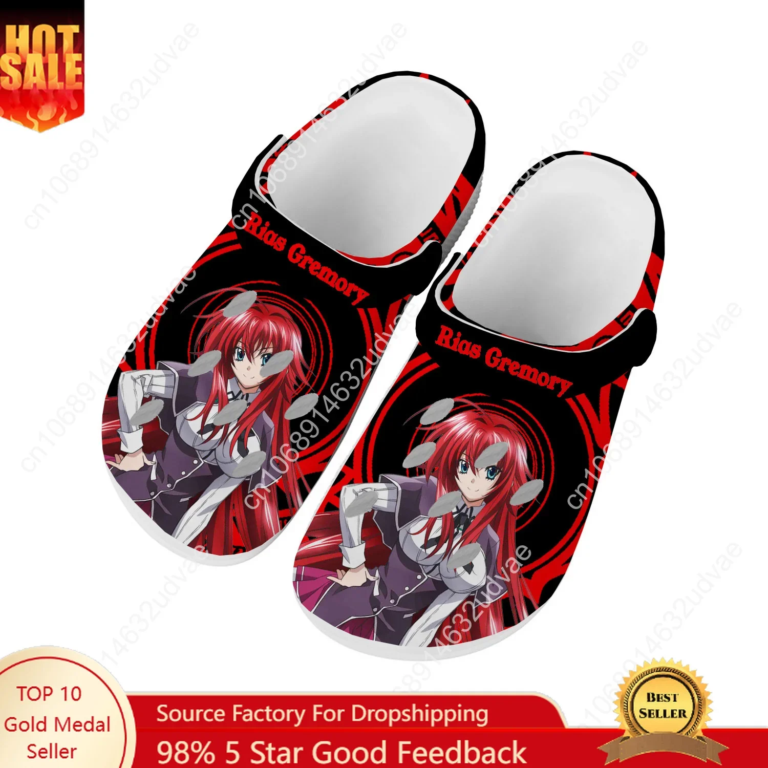 

High School DxD Water Shoes Mens Womens Comfortable Fashion Home Garden Clogs Customizd Sandals Beach Breathable Hole Slippers