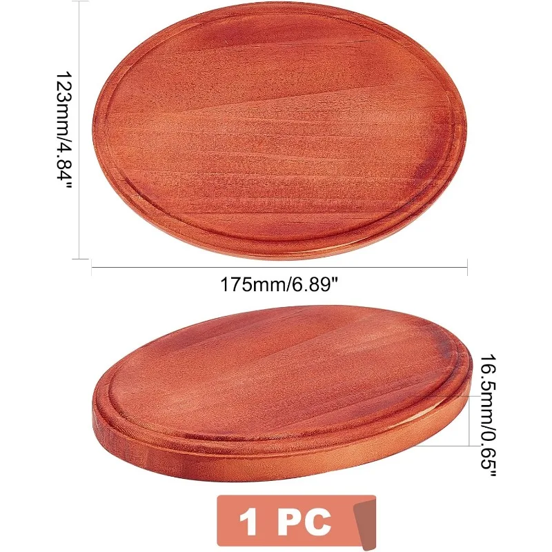 1pcs Oval Wood Display Base 6.8 x 4.8” Hand Casting Sculpture Base Solid Wood Plaques with Edge Wooden Display Board for Craft