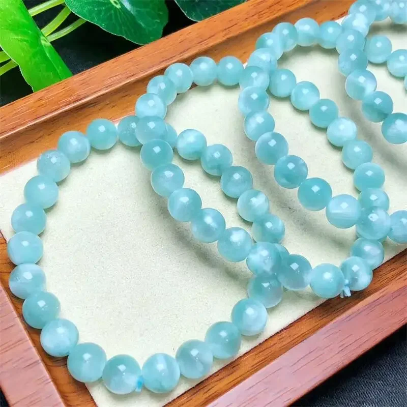 Natural Green Larimar Bracelet Round Bead Crystal Reiki Healing Stone Fashion Female Jewelry For Women Gift 1pcs 10mm