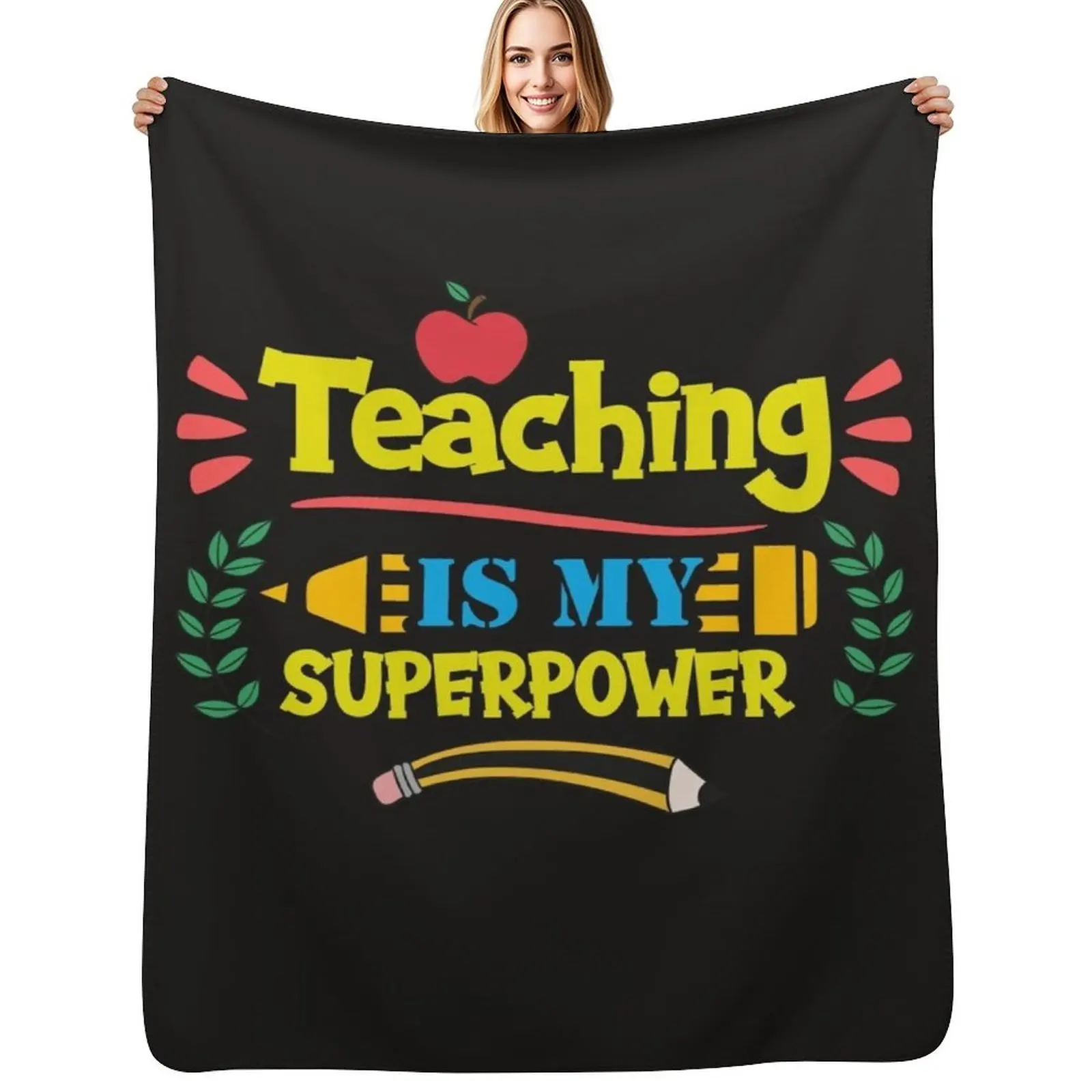 

TEACHING IS MY SUPERPOWER Throw Blanket halloween funny gift Extra Large Throw Nap Blanket