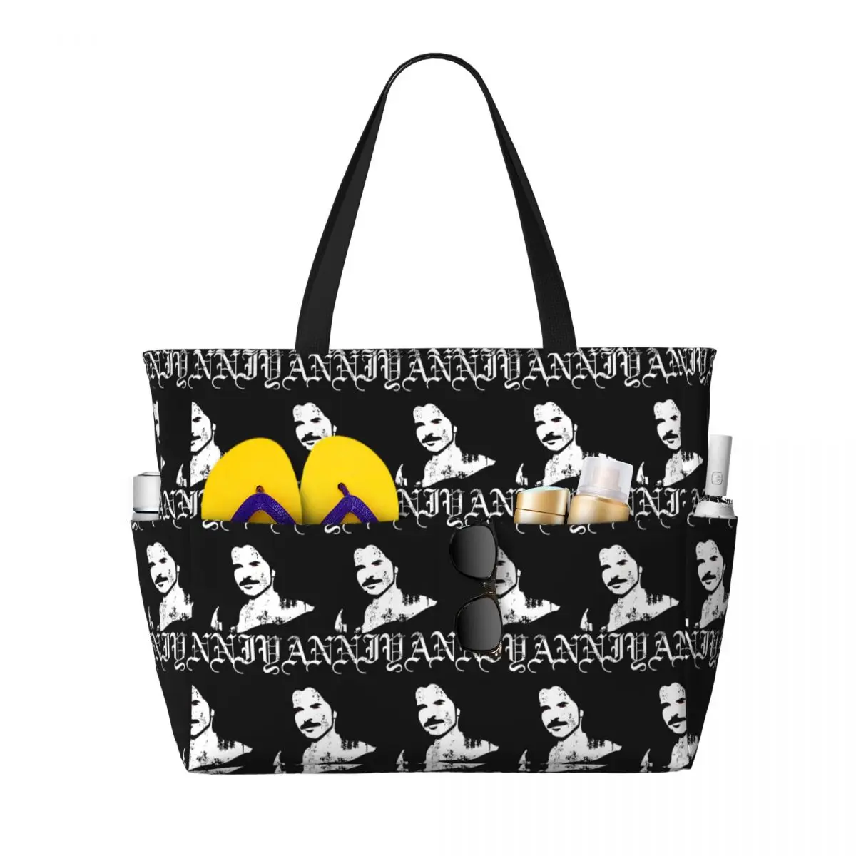 Yanni Black Metal Beach Tote Bag Sport Gym Yoga Duffle Large Tote Bag Women Travel Bag Fitness bag