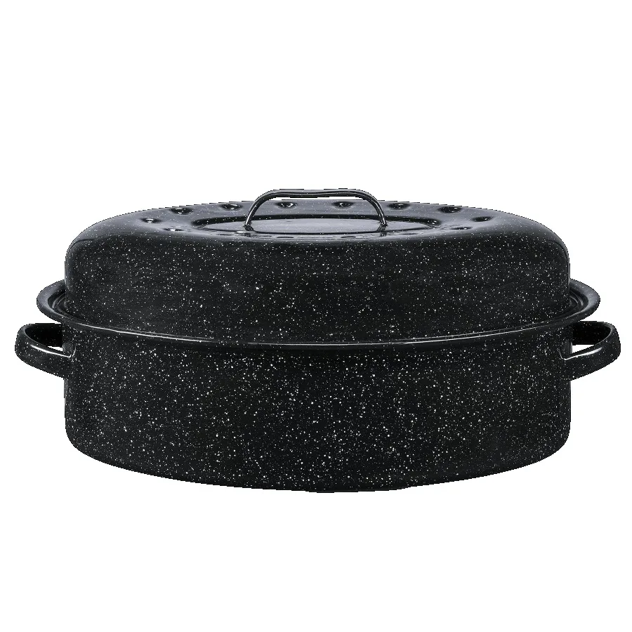 18" Covered Oval Roaster 15 Pound Capacity Roasting Pan