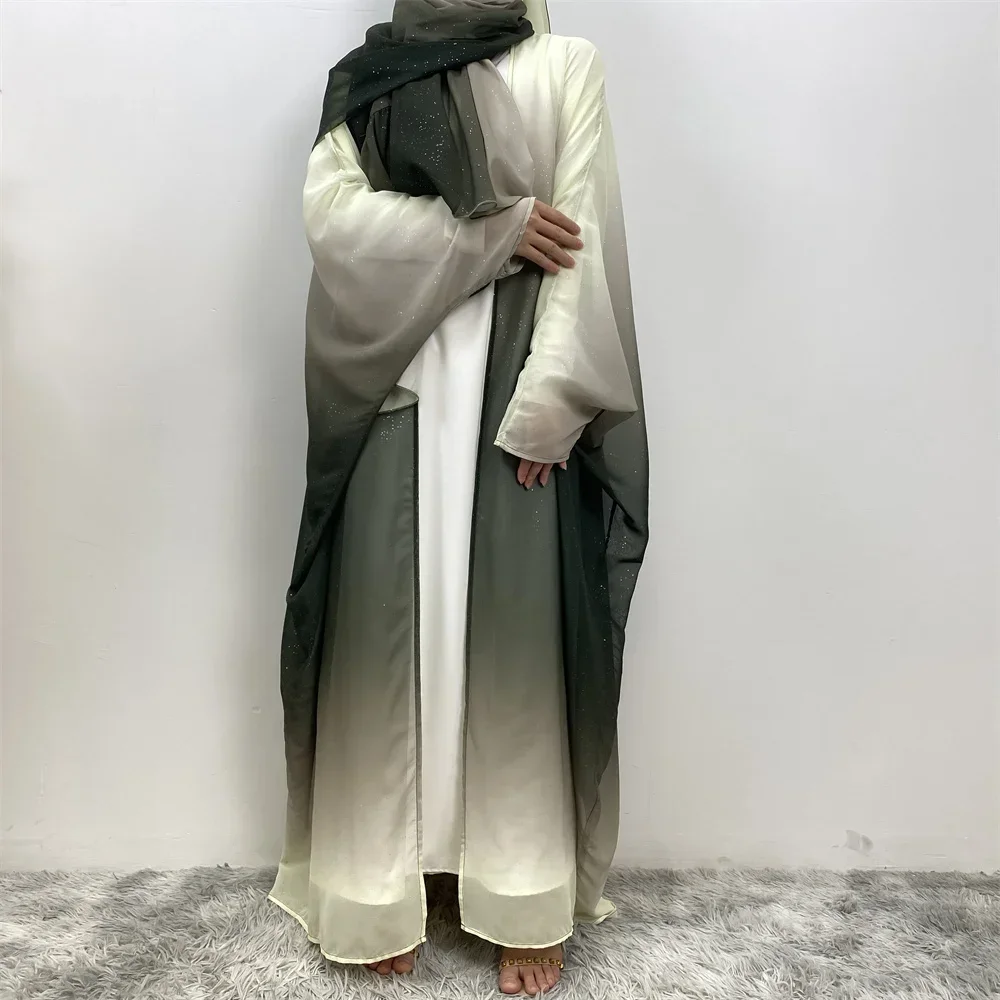 Khimar Chiffon Kimono Musulmano Hijab Abito Modesto Abaya Dubai Set di Lusso Turchia Islam Abaya Per Le Donne Caftano Robe Femme Musulmane