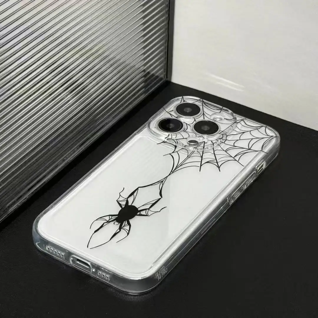 Чехол для телефона с паутиной и пауками для iPhone 16, 15, 14, 13, 12, 11 Pro XS MAX 7, XR 8 7 Plus, прозрачный чехол Fundas