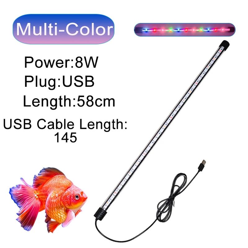 18-58cm USB Vollspektrum Wasserdichte Tauchfähige Aquarium-LED-Streifenleuchte Fischbeckenlampe Unterwasser-Pflanzenwachstumsbeleuchtung – Detail 16