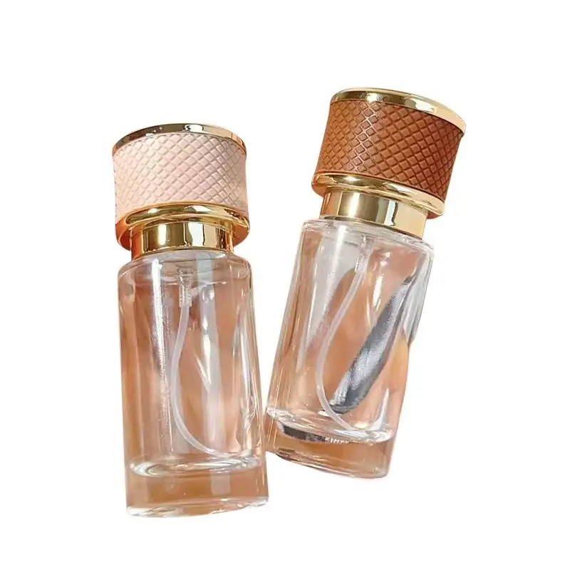 20ml Leere Glas-Parfümflasche mit Schraubverschluss aus Leder, Feiner Nebel Duftspray Zerstäuber Behälter – Detail 7