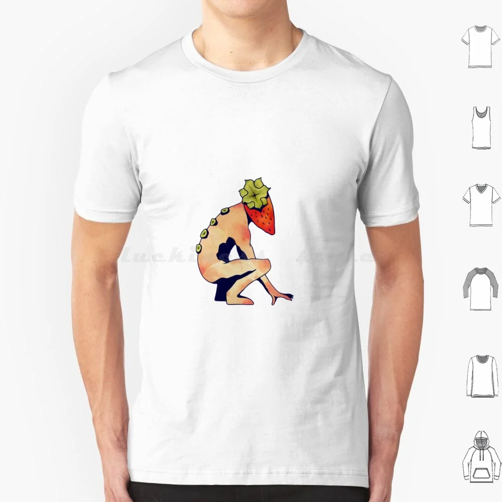 Strawberry Guy Crouching T Shirt Men Women Kids 6xl Strawberry Creature Monster Berry Red Fruit Plant Fruits Plants Green Cute