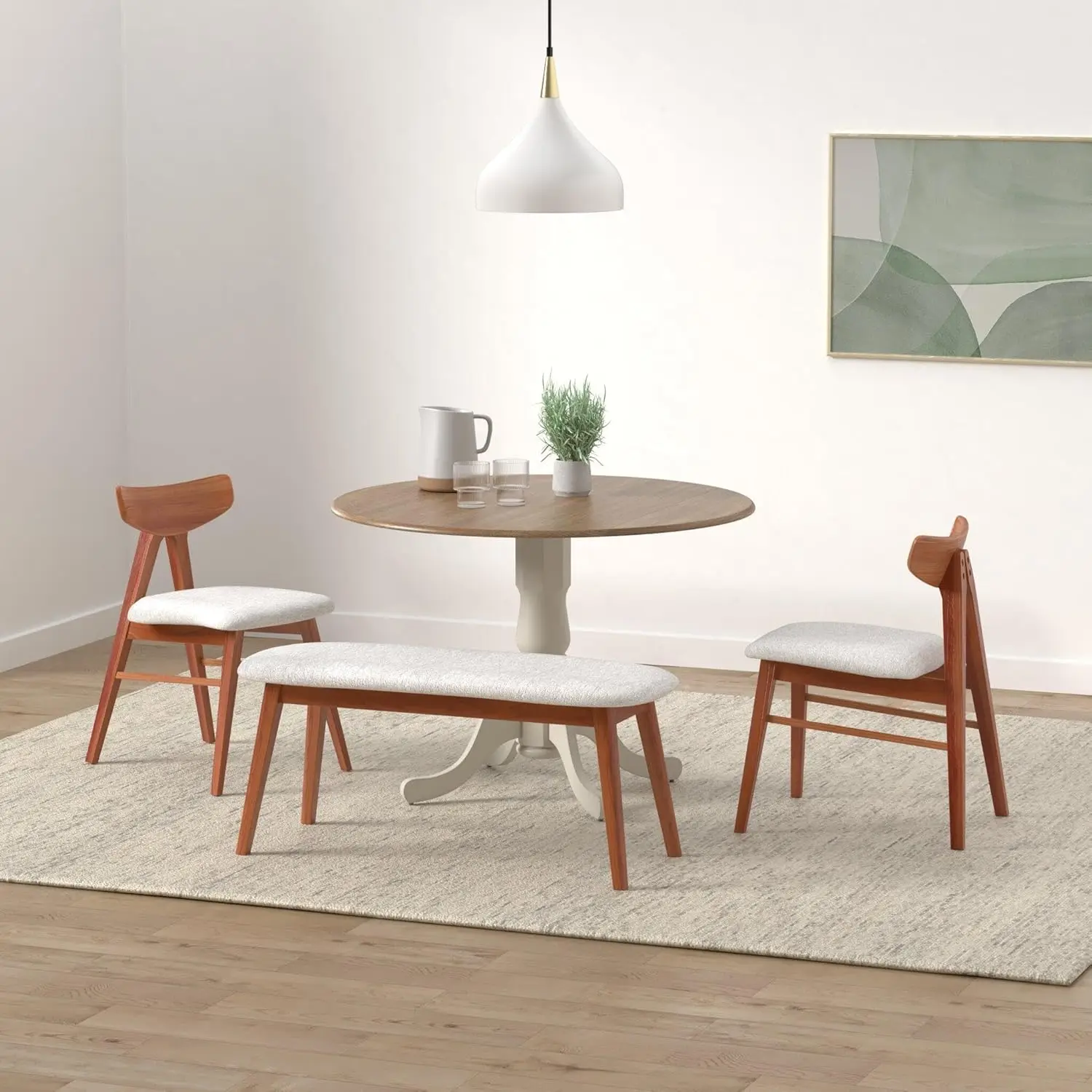 Inch Dual 42 Drop Leaf Dining Table, Distressed Hickory/Stone