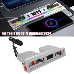 Docking Station For Tesla Model 3 Highland 2024 65W Quick Charger Intelligent USB Shunt Hub Central Control Splitter Colorful