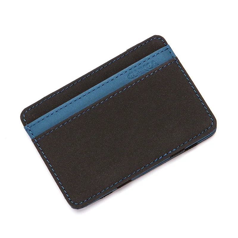 Men\'s Leather Magic Wallet Money Clips Elastic Band Small Cash Holder Slim Purse